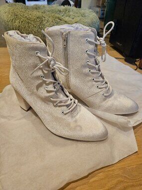 Forever Soles Vow - Velvet Bridal Ankle Booties - Bright Ivory Vow Boots